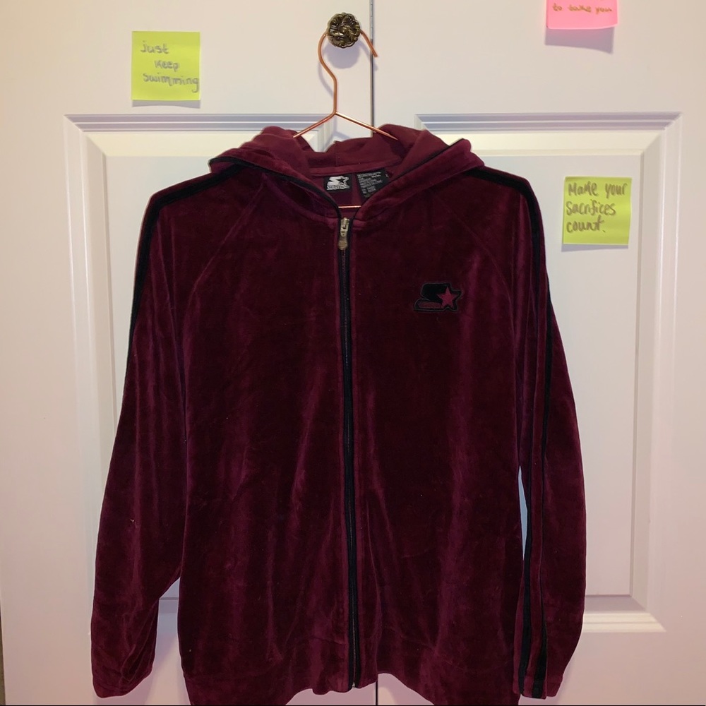 Velvet Zip Up Starter Hoodie